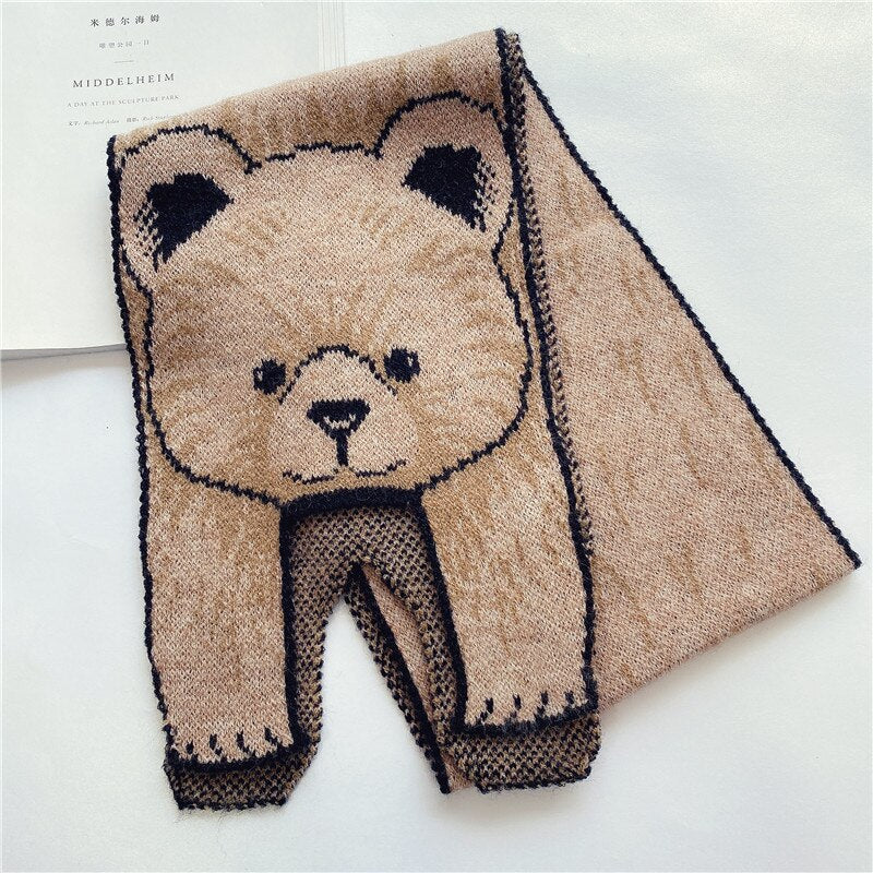 Cachecol coleção inverno lúdico - Urso Cáqui