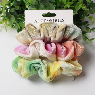 Scrunchies - Coleção Arco-íris Neon - kit com 3 unidades