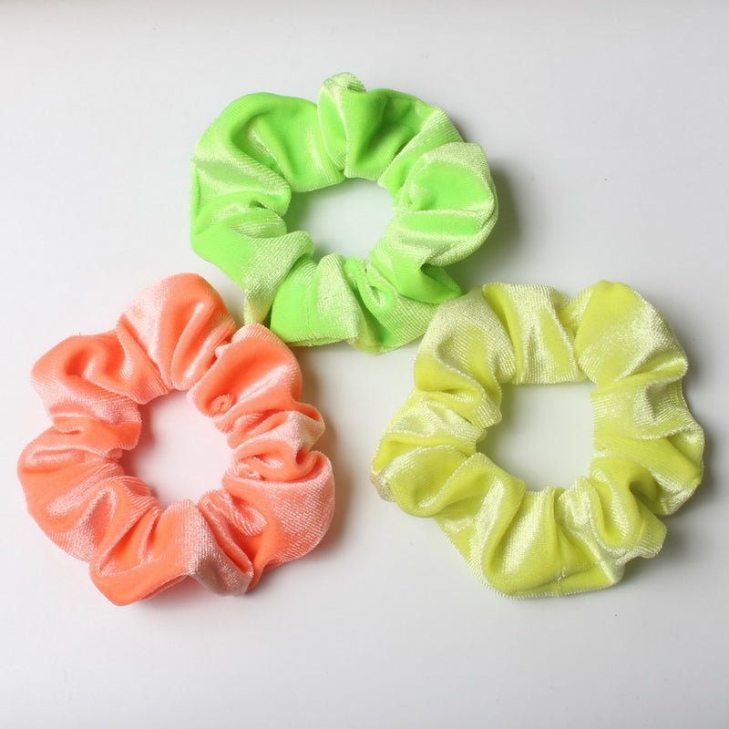 Scrunchies - Coleção Arco-íris Neon - kit com 3 unidades