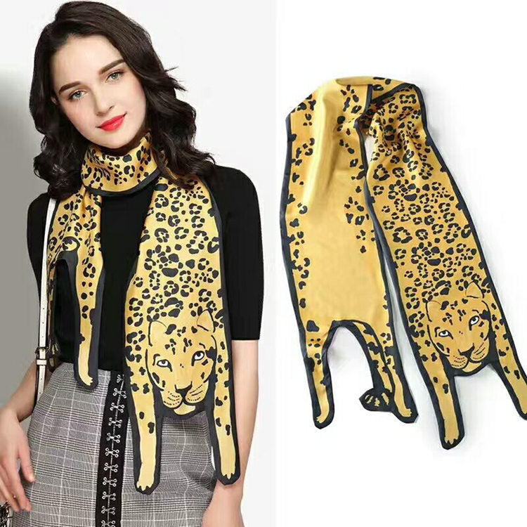 Cachecol Maxi - Coleção floresta encantada - Leopardo Amarelo