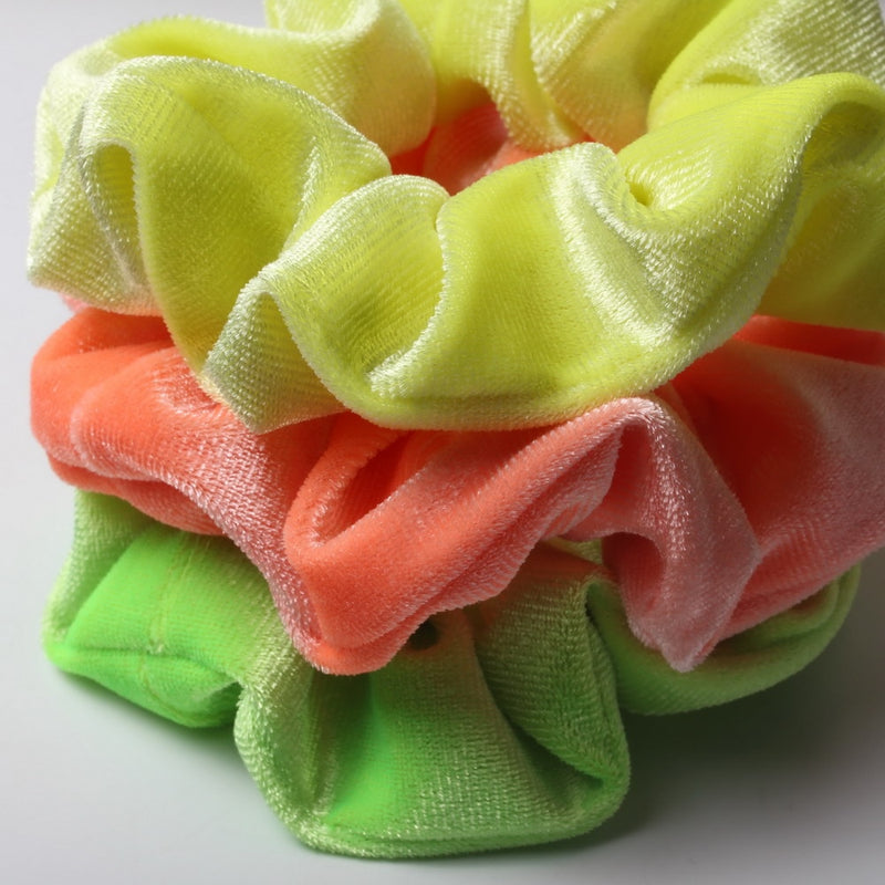 Scrunchies - Coleção Arco-íris Neon - kit com 3 unidades