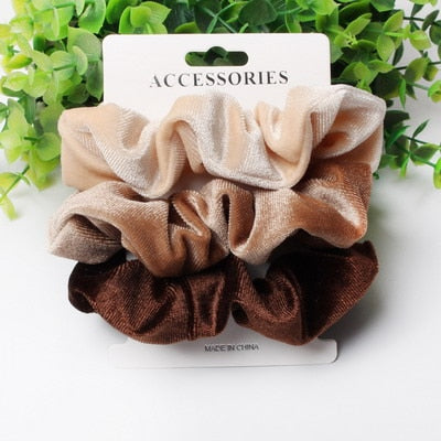 Scrunchies - Coleção Arco-íris Neon - kit com 3 unidades