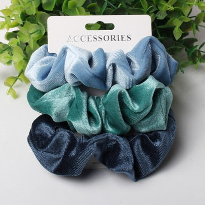 Scrunchies - Coleção Arco-íris Neon - kit com 3 unidades