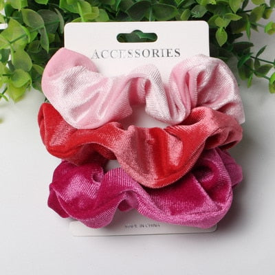 Scrunchies - Coleção Arco-íris Neon - kit com 3 unidades