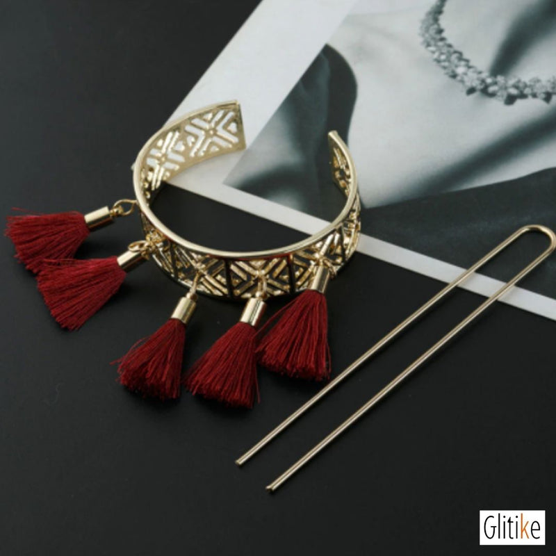 Acessório Decorativo de Cabelo - Boho Vermelho